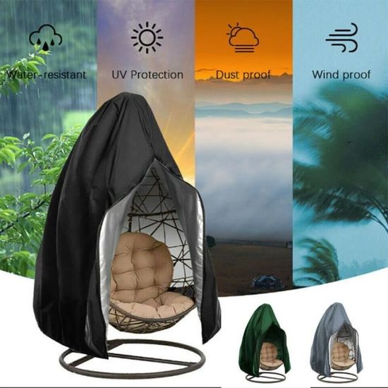 Housse De Protection Pour Fauteuil Suspendu Extérieur - 115x190 Cm - Imperméable, Anti-UV - Avec Cordon Et Zip