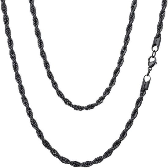 Collier Chaîne Figaro En Acier Inoxydable - Maille 6 Mm, Longueur 51 Cm - Pour Homme Et Femme - Cadeau Avec Boîte - 9