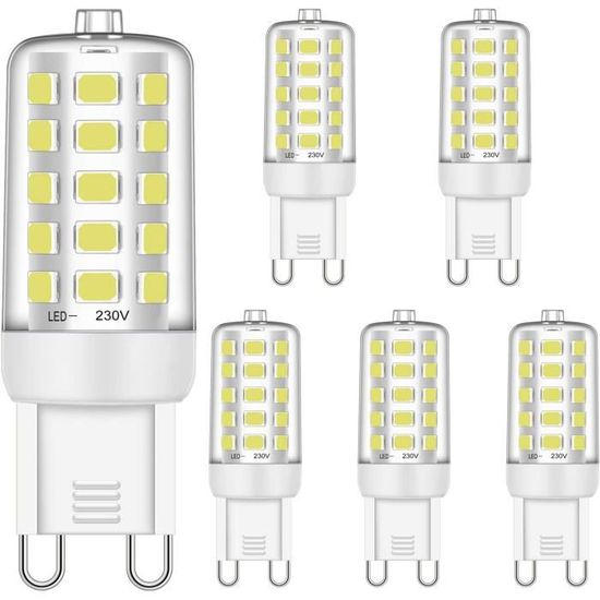 Nuoxin Lot De 6 Ampoules LED G9 10W Blanc Froid 6000K G9 Ampoule LED Super Brillant 1000LM équivalent à 100W Ampoules Halogènes AC220-240V Non-dimmable