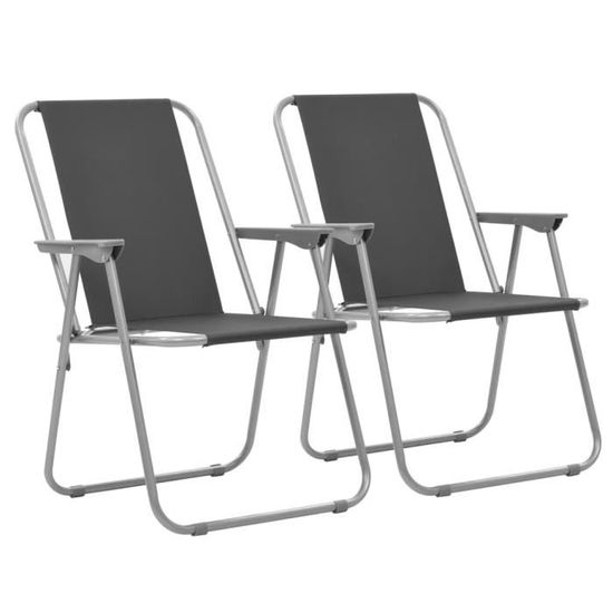 Joli & Mode 8522 - Lot de 2 Chaises pliante de camping Design Moderne - Chaise de Plage 52 x 59 x 80 cm Gris