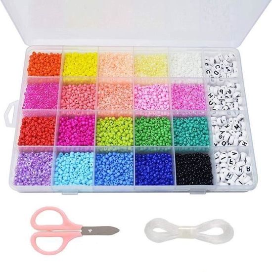 Kit De Perles à Bracelet Enfant - 1000 Perles Ponies + Lettres + Fils élastiques + Ciseaux - 36 Couleurs - Création Bijoux DIY - 4