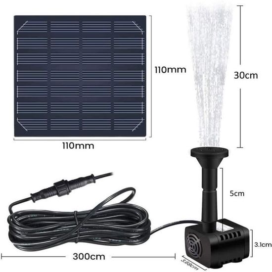 Pompe à Eau Solaire Omitium - 4 Buses, Panneau 1,2W, Pour Bassin, Jardin Ou Aquarium, Fontaine Décorative