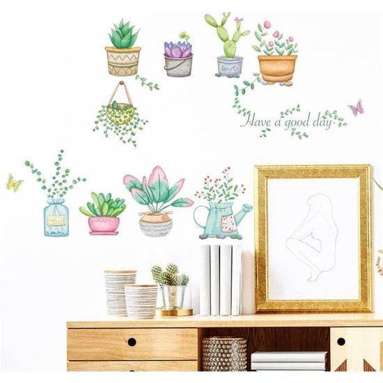 Sticker Mural Auto-Adhésif Plante Verte, Stickers Muraux Plante Tropical, Décoration Murale De