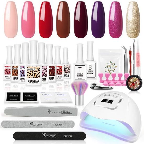 Kit 8pc Vernis Gel Semi Permanent Gel Vernis à Ongle 110W Lampe UV/LED