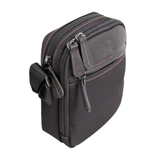 FRANCINEL Sac besace nylon garni cuir petit modele ref 653102 marron 2 couleurs disp. marron Cdiscount Bagagerie Maroquinerie