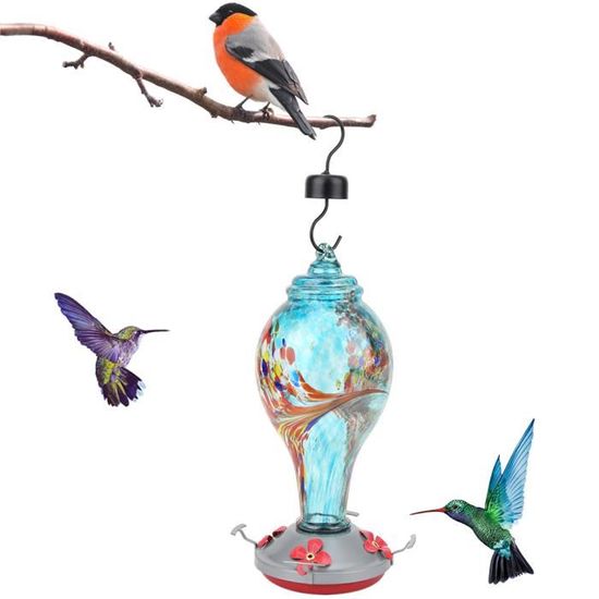 Mangeoire à Oiseaux En Verre Mosaïque Multicolore Pour L'extérieur – Parfait Pour Attirer Une Variété D'oiseaux Dans Votre Jardin