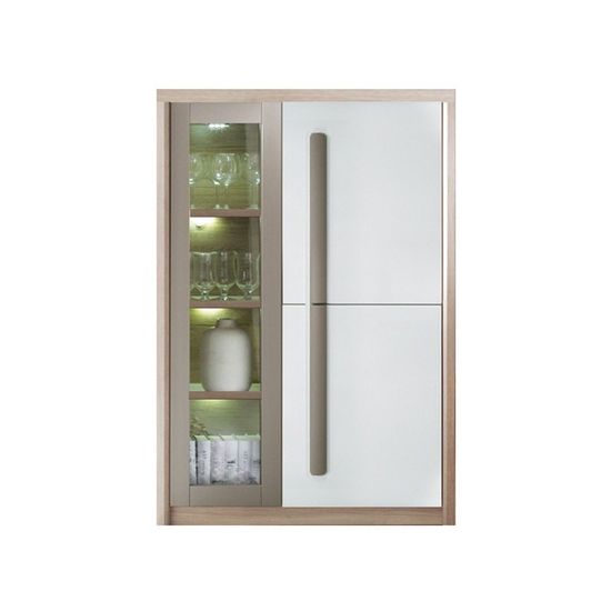 Armoire Vitrine ROMA 3 Portes Avec Éclairage LED - 90 X 194 Cm - Meuble De Rangement Et Décoration - 10