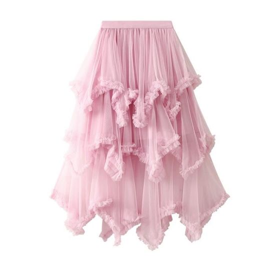 Femme Irrégulière Maille Jupe Plissé Pur Jupon Tulle