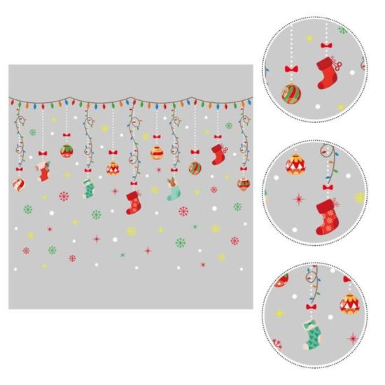 1 Feuille d'AutoCollant de Noël AutoCollant Mural Autocollant de vitrine amovible stickers de noel decoration de noel