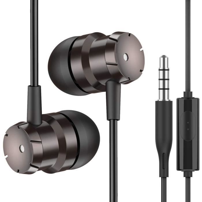 PH26 Ecouteurs Noirs Haute Qualité Audio Intra-Auriculaires en Silicone Ultra Confort Isolant Le Bruit avec contrôle du Volume et Microphone pour Sony Xperia 10 Plus