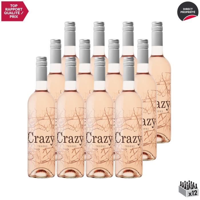 Méditerranée Crazy Tropez Rosé 2020 - Lot de 12x75cl - Domaine Tropez - Vin IGP Rosé de Provence - Cépages Grenache, Cinsault