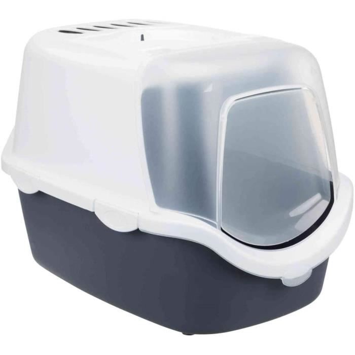Trixie 40341 Vico Open Top Litière pour Chat avec Couvercle Bleu/Gris 40 × 40 × 56 cm