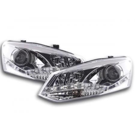 Paires de feux phares VW Polo de 2010 a 2013 Daylight LED Chrome