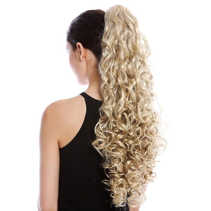 WIG ME UP ® - MKB-21-V-22TT613 Postiche couette queue de cheval peigne très long volumineux boucles blond clair platine mèches