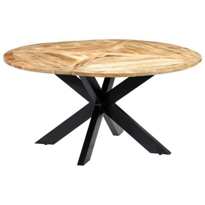 Table de salle à manger Table de Repas de 4 à 6 personnes Table à Dîner Scandinave - Rond 150x76 cm Bois de manguier massif
