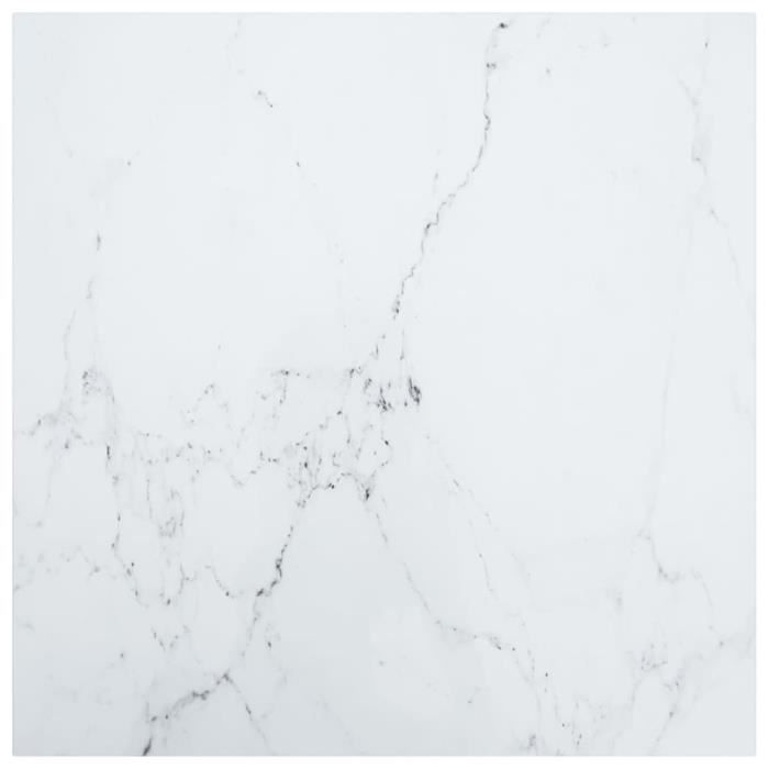 NOVE Dessus de table Blanc 70x70cm 6mm Verre trempé et design marbre®BZNVFP®