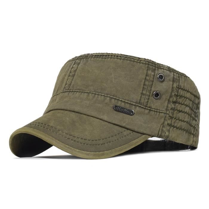 Casquettes militaires en coton lavé pour hommes, casquette Cadet militaire, Design Unique, Vintage c Vert armée Taille unique
