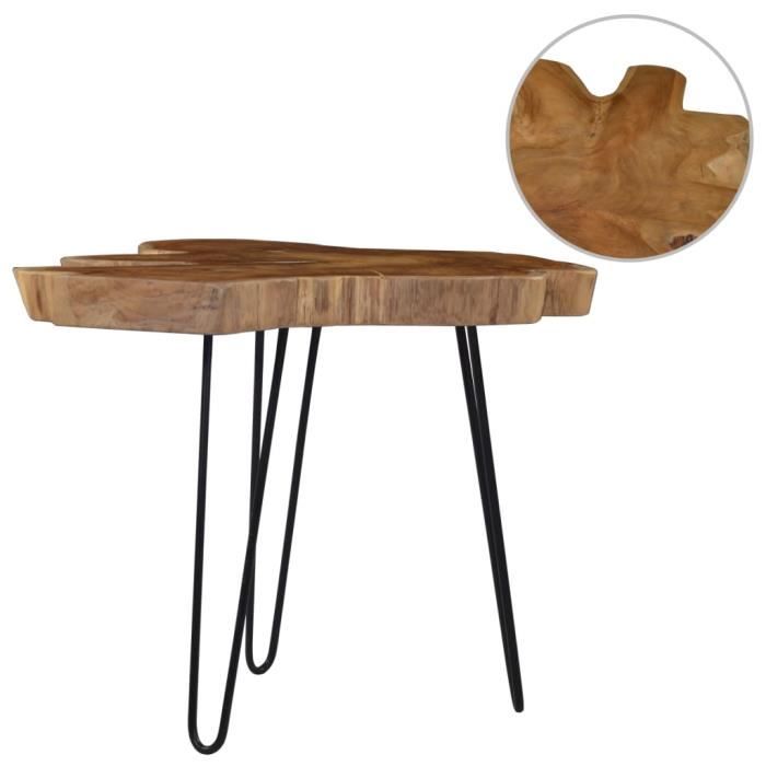 ��1364Parfait -Table basse décor design vintage scandinave - Table de salon Table de thé Table gigogne (60-70)x45 cm Bois de teck