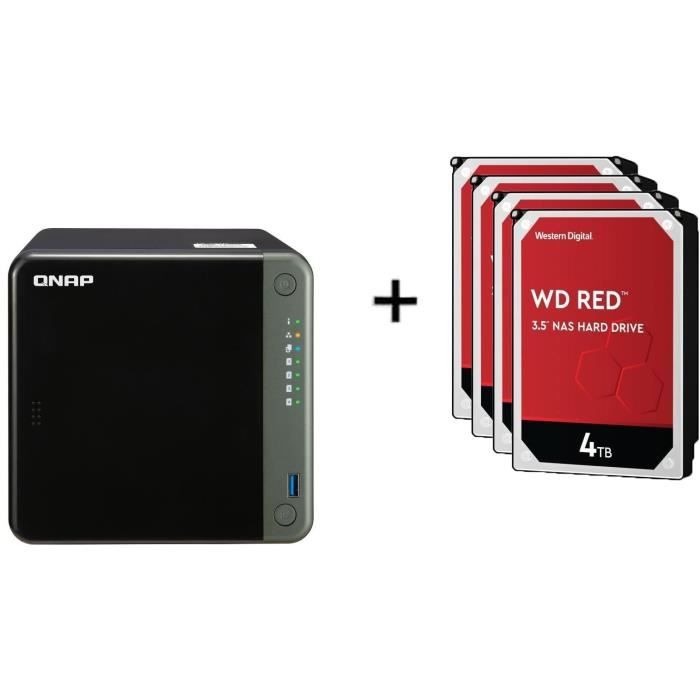 QNAP - Serveur Stockage (NAS) - TS-453D-4G - 4 Baies + WD Red™ - 4 Disque dur Interne NAS - 4To - 5 400 tr/min - 3.5- (WD40EFAX)