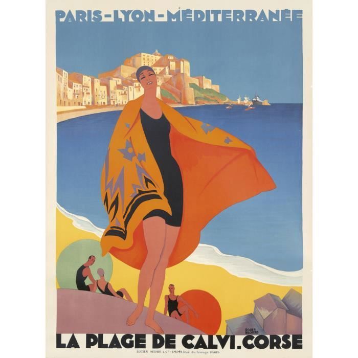 Poster Affiche Calvi Corse Affiche Poster Vintage Voyage Art Deco 30's 31cm x 42cm