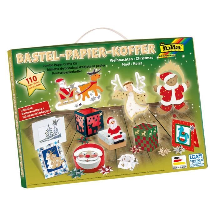 Mallette de bricolage papiers de Noël - 110 pièces