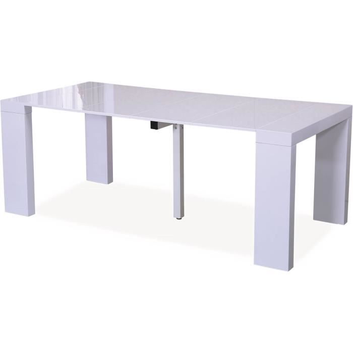 Table repas extensible -Dina- - 200/40 x 94 x 75 cm - Blanc laqué