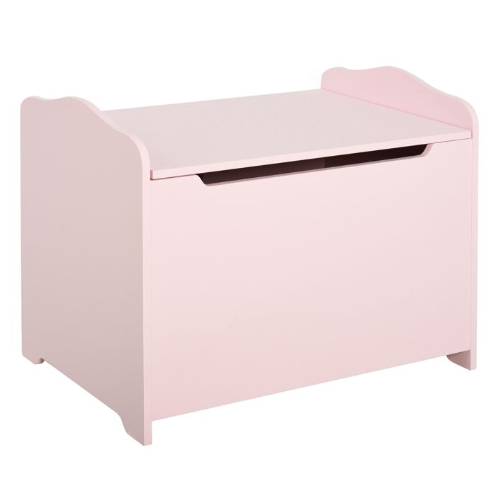 HOMCOM Coffres à jouets pour enfants Boîte à jouets malle de rangement dim. 60L x 40l x 48H cm vérin pneumatique MDF rose