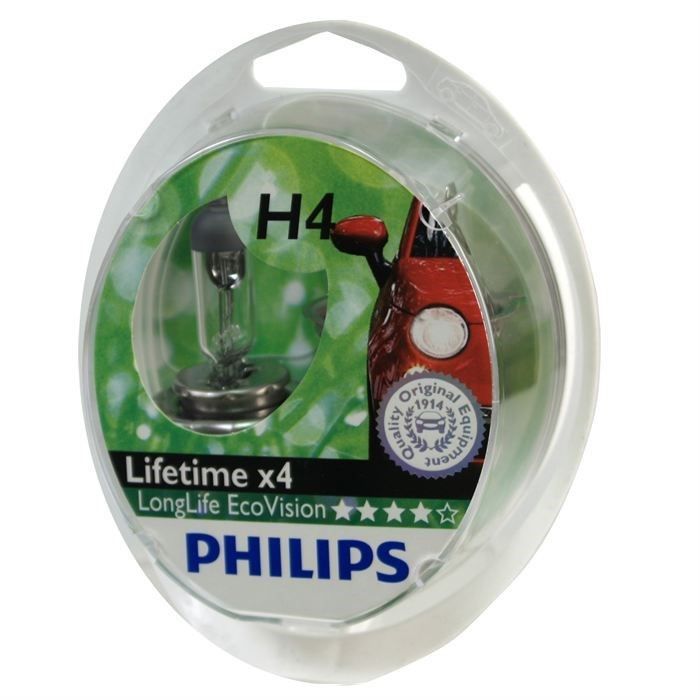 2 Ampoules Philips H4 LongLife EcoVision 55/60W