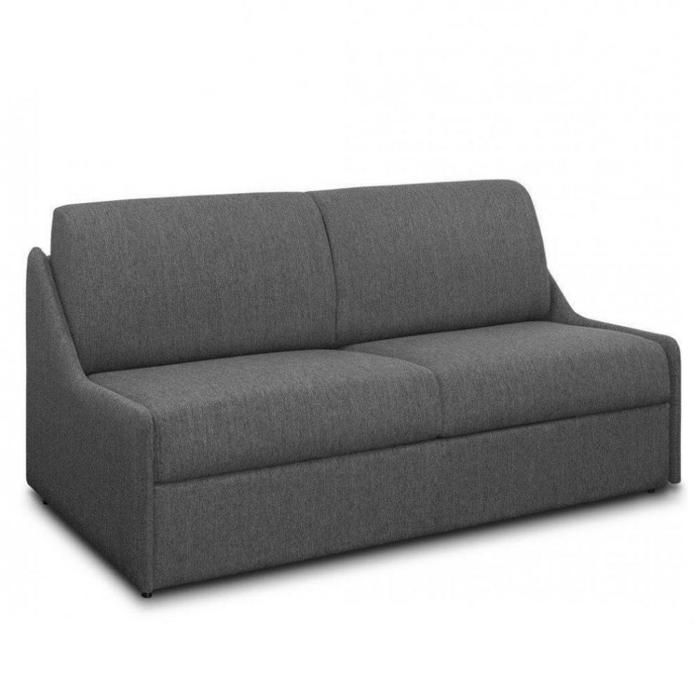 Canapé lit ESPRESSO rapido compact 160cm matelas 16cm tissu tweed gris graphite gris tissu Inside75