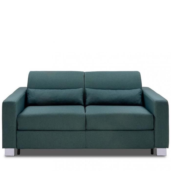 Canapé droit 3 places Bleu Tissu Confort