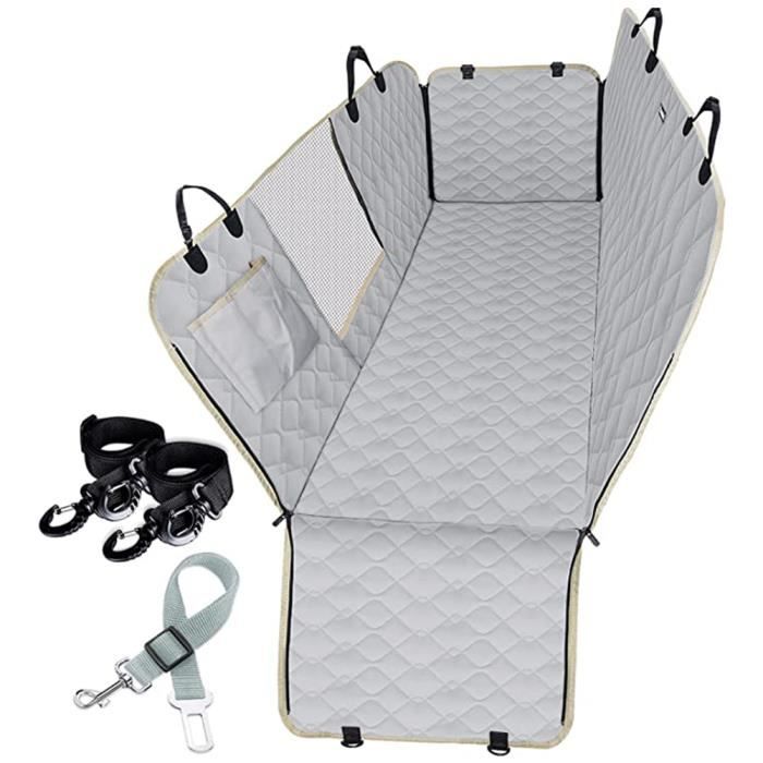 Couvre-siège de voiture de chien Oxford imperméable Nonslip avec vitre maille Banc de voiture pour animaux de compagnie 137x147cm
