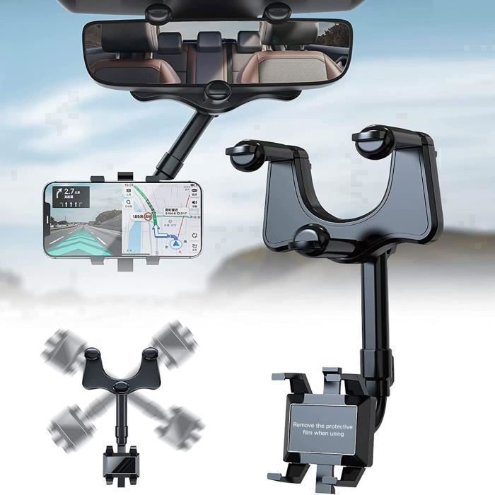 Support de téléphone de Voiture pour rétroviseur avec réglable rétractable Rotatif 360 Support de Navigation Pour Tous Les téléphone