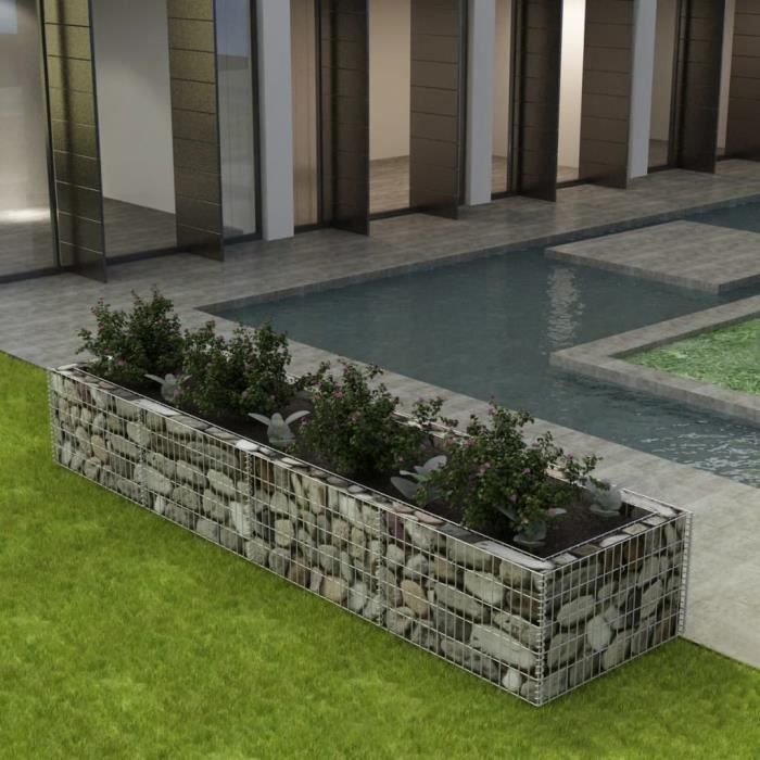 Jardinière à gabion Acier 360 x 90 x 50 cm