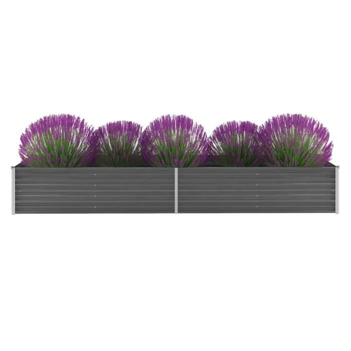 Haute qualité Jardinière Acier galvanisé 320 x 80 x 45 cm Gris