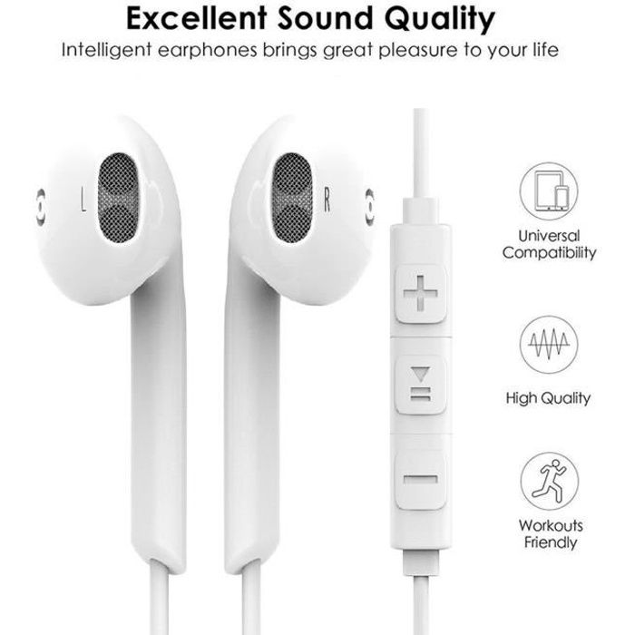 Écouteurs Intra-Auriculaires Écouteurs Isolation Acoustique du Heavy Bass Écouteurs avec Micro Compatible avec iPhone 6S/6 Pl