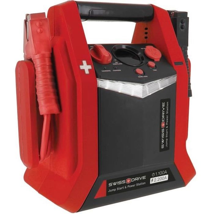 Station booster aide au démarrage 12V 1100/2200A SWISS DRIVE double batterie