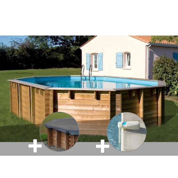 Kit piscine bois Sunbay Vermela 6,72 x 4,72 x 1,46 m + Bâche hiver + Alarme