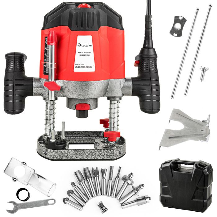 TECTAKE Défonceuse 1200 Watts + Mallette + 12 Fraises