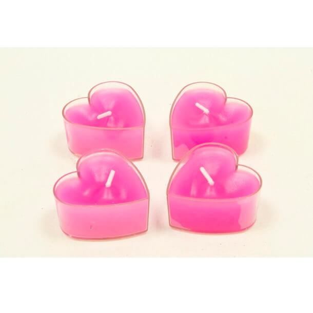 Bougie coeur fuchsia chauffe-plat (x4) REF/BG007