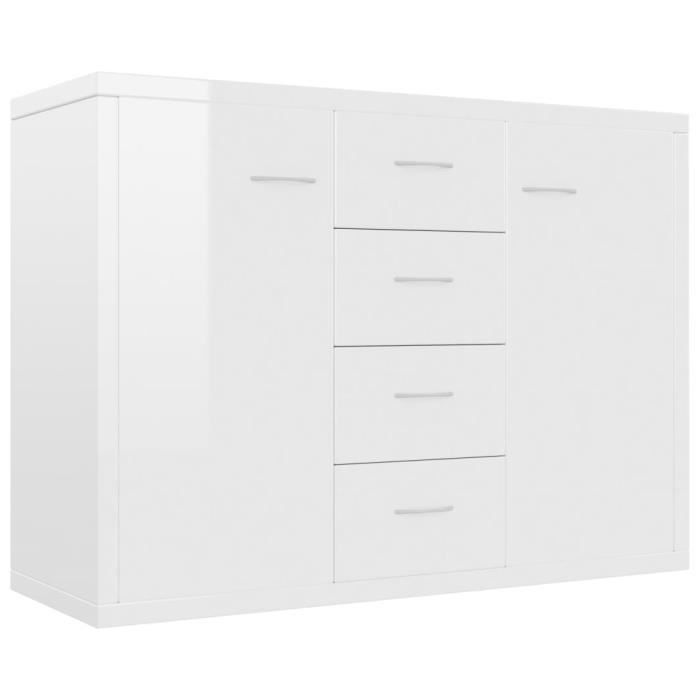 Buffet Blanc brillant 88x30x65 cm Aggloméré 9386398750224