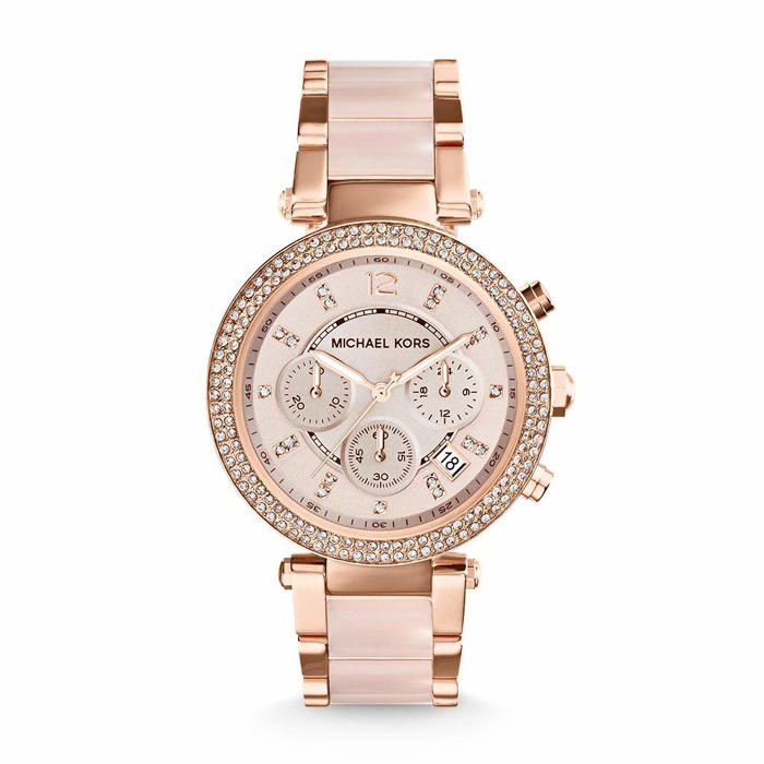 Michael kors MK5896 Montre pour Femme Parker Boitier de 39 mm Mouvement Chronographe Bracelet en Acier Inoxydable Achat vente montre Femme Acier Cdiscount