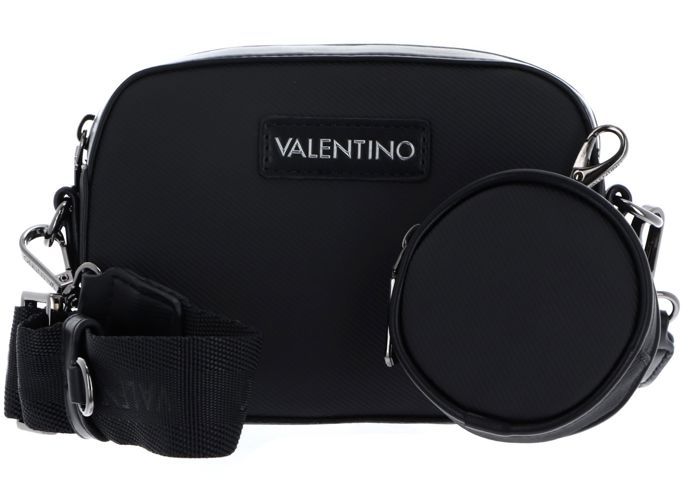Sac Bandoulière Valentino Fania Re - Noir - Logo Doré - Dimensions 24x18x8 Cm - Bandoulière Réglable 115-131 Cm