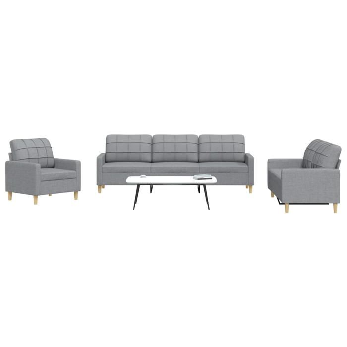 vidaXL Ensemble de canapés 3 pcs gris clair tissu canapé siège de canapé canapé relax canapé confort fauteuil de 3278287