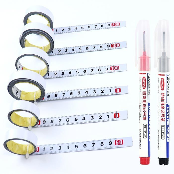 Double Mètre Ruban - 1 Ruban Noir 150 Cm + 1 Ruban Blanc Avec Marquage Rouge (pouces/cm)