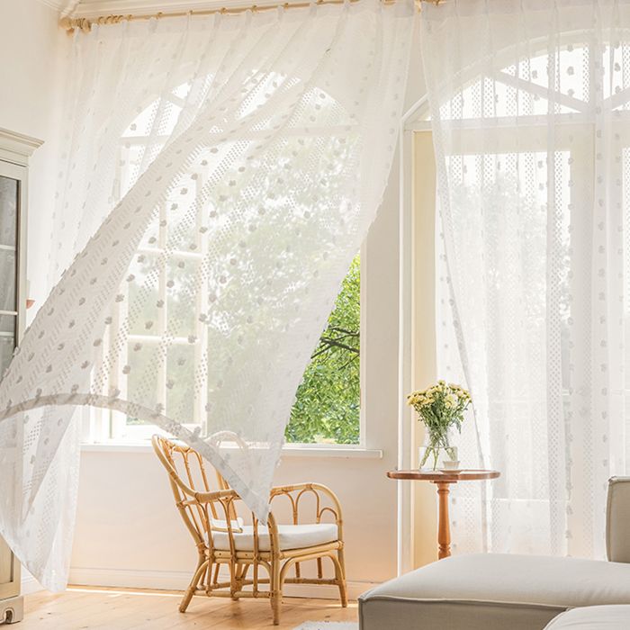 2 Pièces Rideaux Voilage Blanc Et Bleu Profond Dégradée 140X225Cm