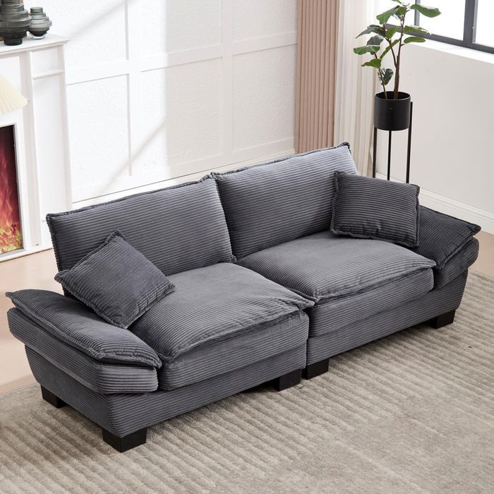 Canapé 2 Places avec coussin confortable mais spacieux et spacieux dans le salon/chambre à coucher/bureau - SWEIKO - Gris foncé