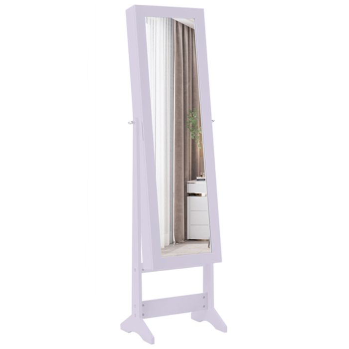 Armoire à Bijoux sur Pied avec Miroir Inclinable en 3 Positions - GOPLUS - Violet