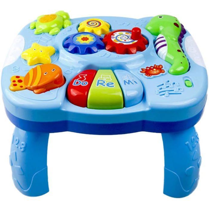 GIGICIAL Table dapprentissage musicale 2 en 1 pour bébé jouet éducatif avec lumière son et jeux sensoriels développement