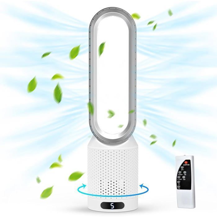 Ventilateur tour sans lame silencieux 20″– Colonne 8 vitesses minuterie 2 h oscillation 90° télécommande Sécurité bébé & - Prumya