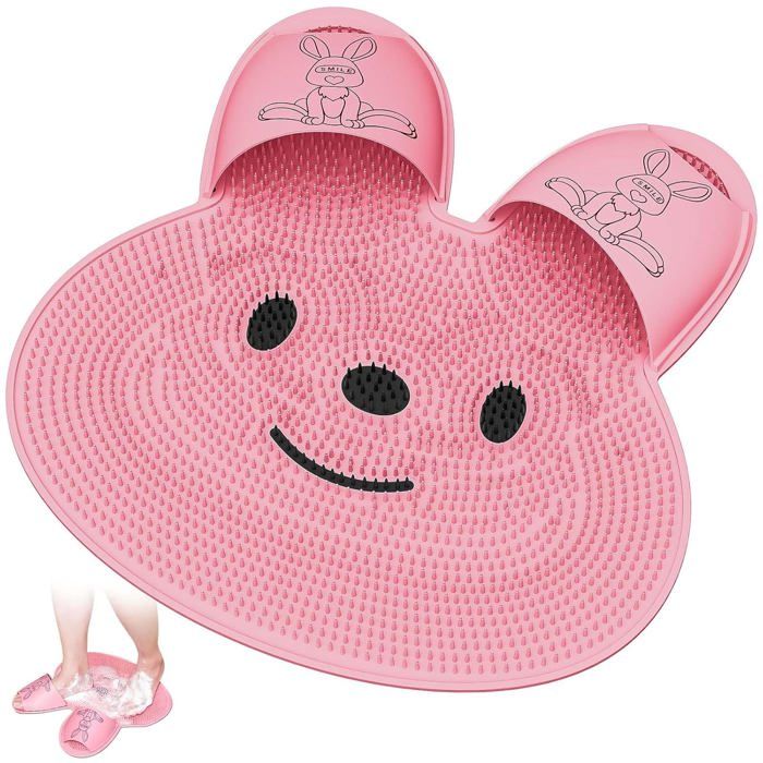 ®RisingFF Tapis de douche amélioré avec ventouses antidérapantes en silicone en forme de lapin pour hommes et femmes.
